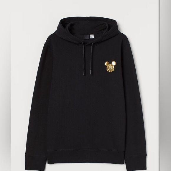 Disney x H&M Black Gold Motif Pullover Hoodie- Size Medium - Picture 1 of 10